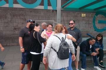 Los inquilinos de Visocan en Telde y de la RSP de Jinámar, en la protesta capitalina del Primero de Mayo (Foto TA)